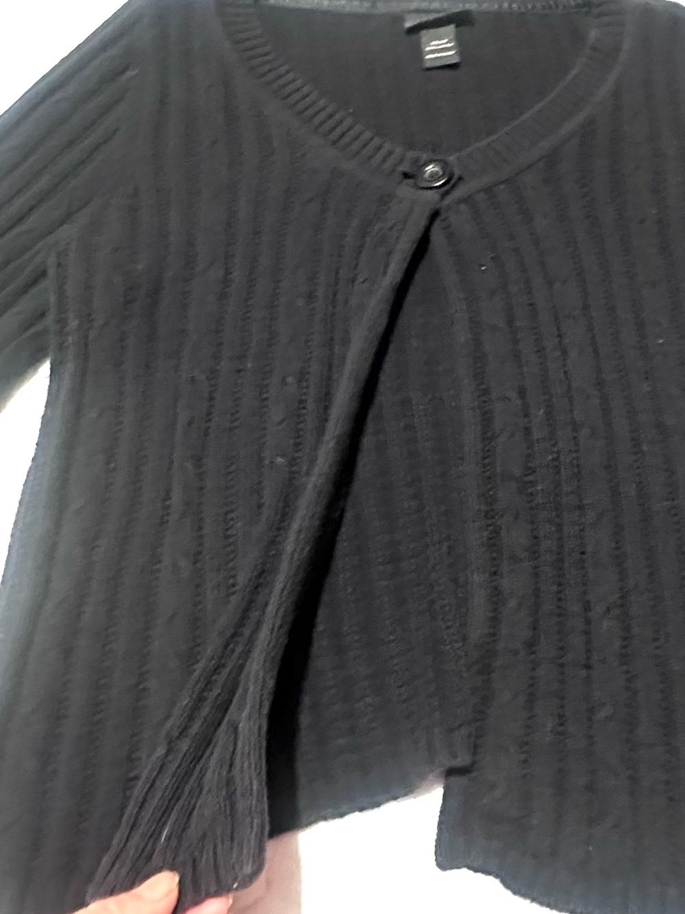 Lane Bryant Black Short-Sleeve Ribbed Cardigan - Picture 2 of 3